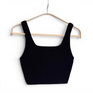 Aritzia Babaton Sculpt Knit Squareneck Cropped Tank - Black - Size Small